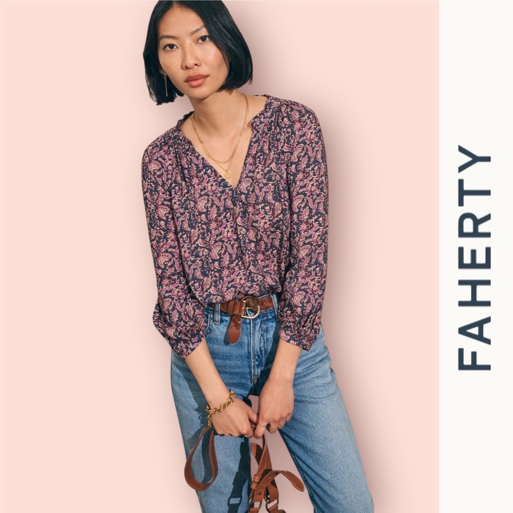 Faherty Women's Portia Top, Size XS, MSRP $138